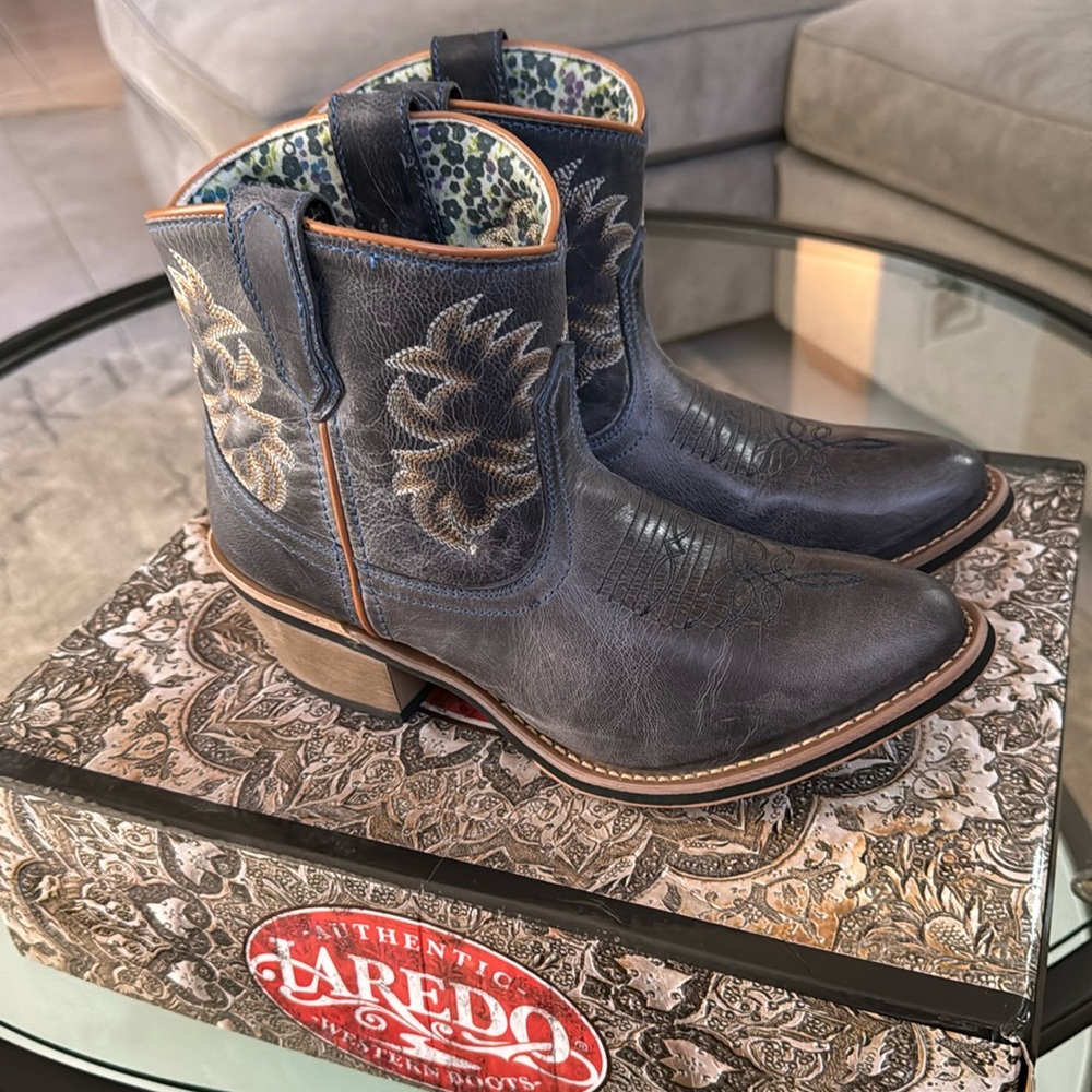 Laredo Navy Round Toe Booties